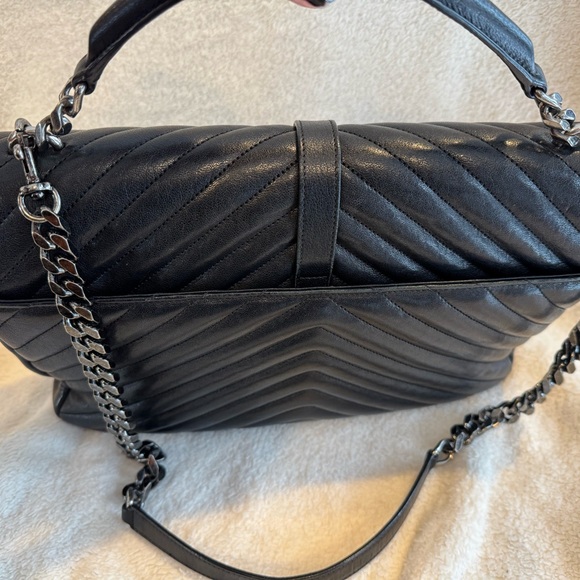 Saint Laurent College Large Flap YSL Shoulder Bag in Quilted Leather - Picture 8 of 10